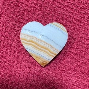 Heart-Shaped Banded Calcite Stone Decor
